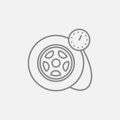 Pressure gauge tyre  line icon.