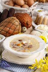 The sour rye soup made of soured rye flour and meat