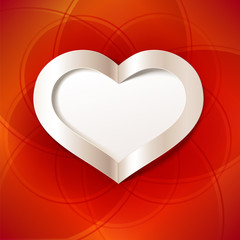 Red Valentine's Day background with white heart. Editable blend options.