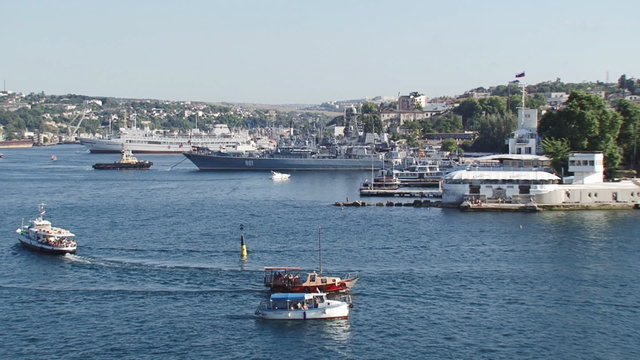 Russian military ships at the pier