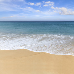 Sand beach and blue ocean