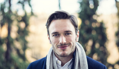 Handsome young man outdoor in winter fashion