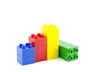 sets of plastic building blocks isolated white background