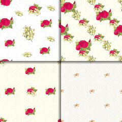 Seamless floral pattern set with peonies