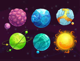 Cartoon fantasy alien planets set