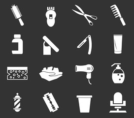 Set of hairdressing equipment icons
