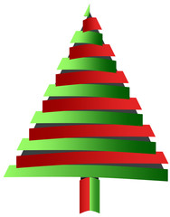 Vector Christmas tree from red and green bended papers