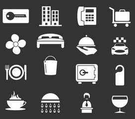 Hotel room icons set