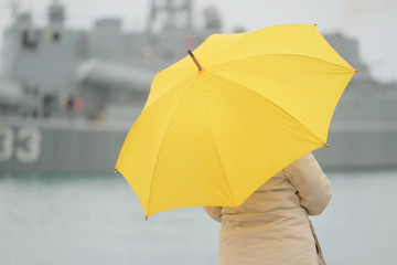 The image of a girl with umbrella