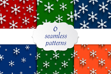 Seamless  pattern set with snowflakes 