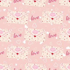 Wedding seamless pattern with letter decorated with lace and texture of hearts