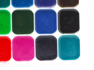 watercolor paints on a white background