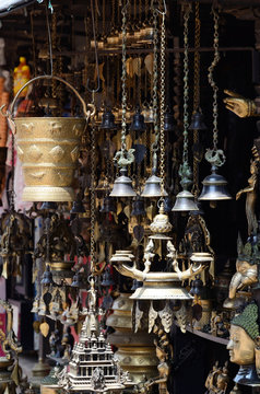 Souvenir religious items in the shop of Kathmandu, Nepal ,Asia