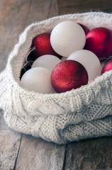 Christmas ball close up red and white