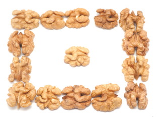 walnuts on a white background