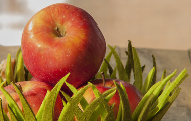 Ripe red apples close up