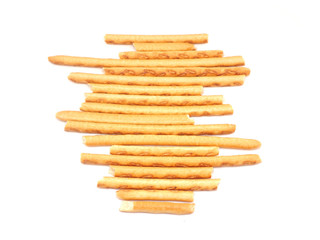 sweet flour straws on a white background