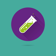 test tube flat design vector icon
