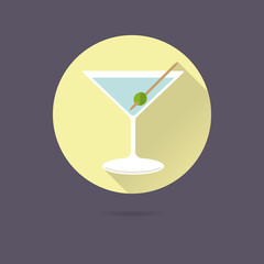 martini cocktail flat design vector icon