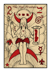 The tarot card in color. The High Priestess