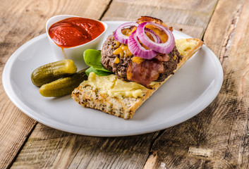 Homemade beef burger