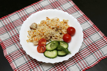 pilaf with chicken  and vegetables