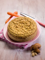 cake with almonds and carrots,  selective focus
