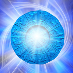 astrology platel with sign symbols and lights effects