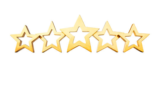 5 stars isolated gold white