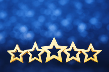 Five stars blue blurred copyspace