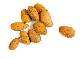 almonds isolated on white