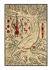 The tarot card in color. The Hanged Man
