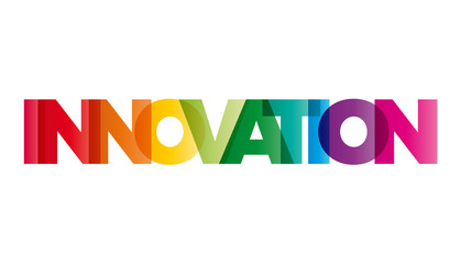 The word Innovation. Vector banner with the text colored rainbow