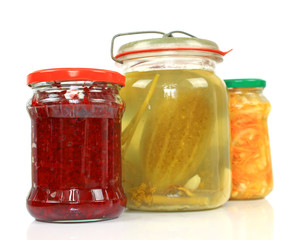 Jars with pickled vegetables