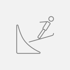 Ski jumping line icon.