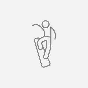 Man snowboarding line icon.