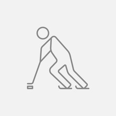 Hockey player line icon.