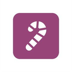 Icono de un bastón de caramelo sobre fondo morado