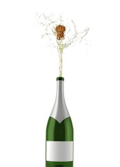 A Champagne bottle popping