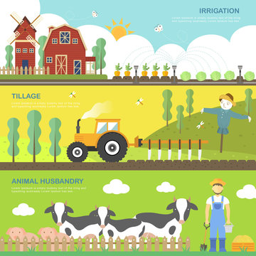 farming concept banners set