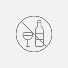 No alcohol sign line icon.