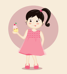 bambina golosa con cupcake