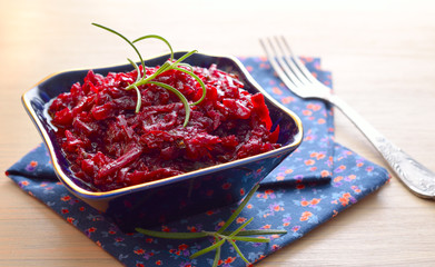 Pickled beets with rosemary.