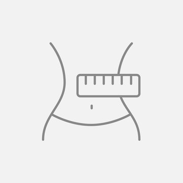 Waist with measuring tape line icon.