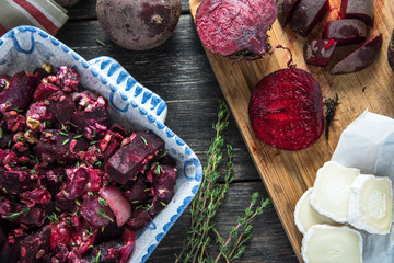 Simple food, beetroot bake with goats cheese