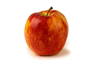 Red and yellow apple on a white background