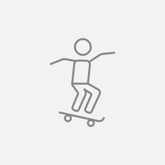 Man riding on skateboard  line icon.