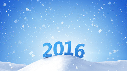new year 2016 sign in snow drift