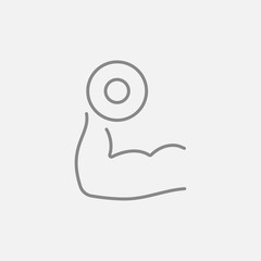 Arm with dumbbell line icon.
