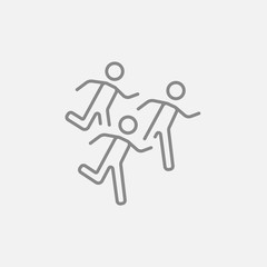 Running men line icon.